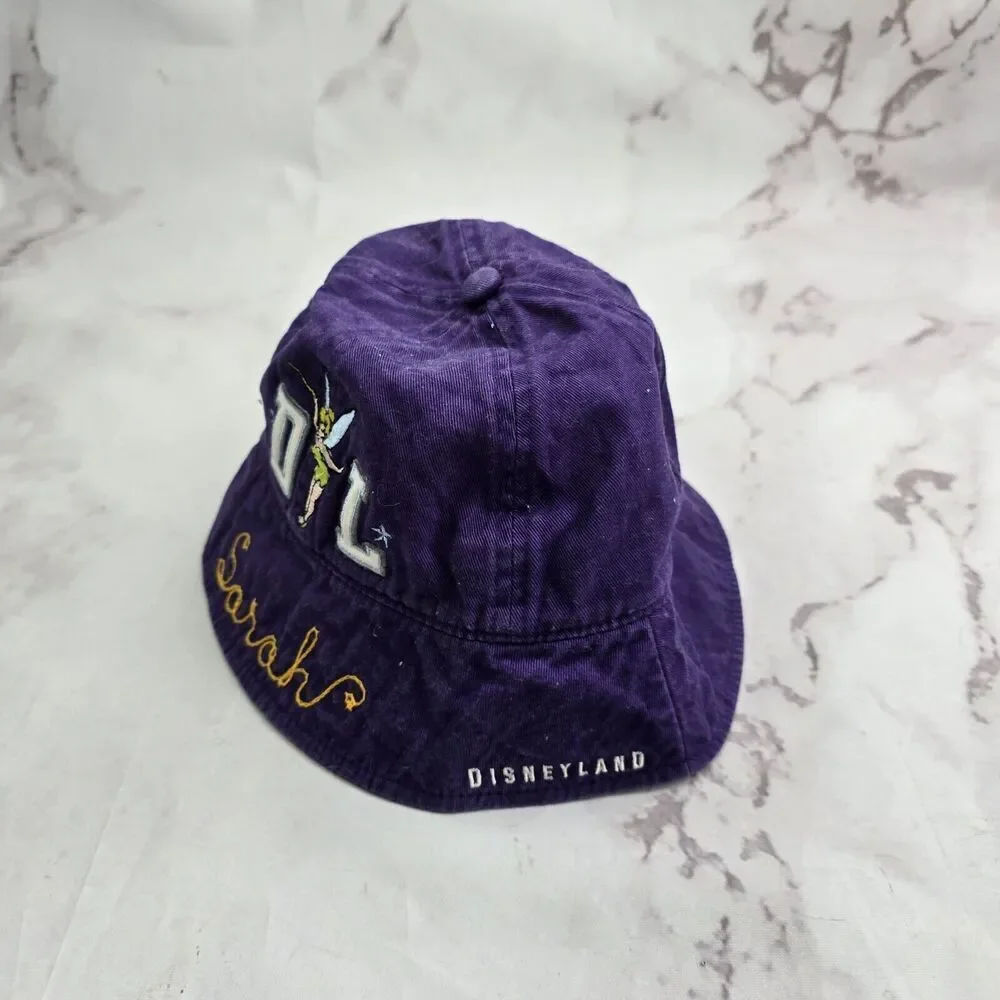 Disneyland Hat Girls Youth Purple Bucket 90s Y2K Sarah Embroidered Tinker Bell